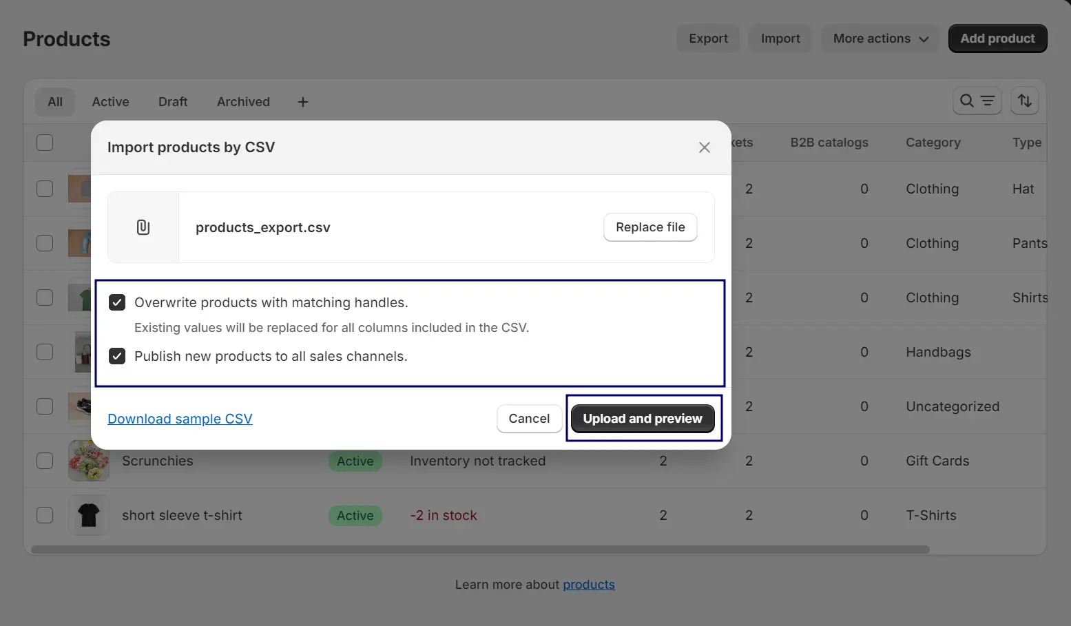 Check on boxes as you desire and click on Update and preview
